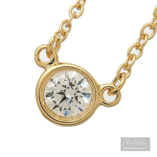 Dây chuyền nữ Tiffany&Co. chính hãng đính 1 viên kim cương mặt 0.12ct vàng đặc Solid K18 Yellow Gold