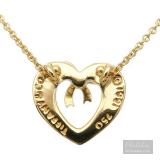 Dây chuyền Tiffany&Co. chính hãng dòng Heart Ribbon vàng đặc Solid Yellow Gold 18K 750