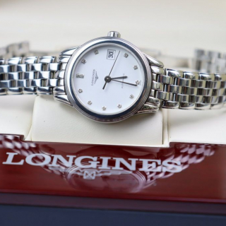 Đồng hồ nữ Longines chính hãng Automatic 3 kim 1 lịch mặt đính kim cương thép nguyên chiếc Fullbox