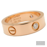 Nhẫn Cartier chính hãng dòng Love Ringđính 3 viên kim cương vàng hồng đặc Solid Rose Gold size nhẫn #57 US8