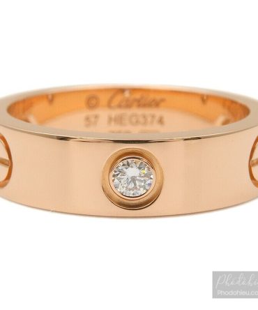 Nhẫn Cartier chính hãng dòng Love Ringđính 3 viên kim cương vàng hồng đặc Solid Rose Gold size nhẫn #57 US8