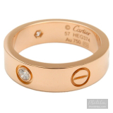 Nhẫn Cartier chính hãng dòng Love Ringđính 3 viên kim cương vàng hồng đặc Solid Rose Gold size nhẫn #57 US8