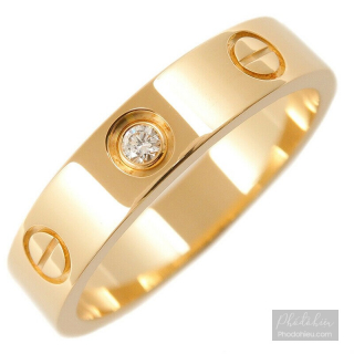 Nhẫn Cartier chính hãng dòng Mini Love 1P Diamond vàng đặc  K18 Yellow Gold #50 US5.5