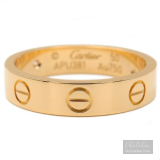Nhẫn Cartier chính hãng dòng Mini Love 1P Diamond vàng đặc  K18 Yellow Gold #50 US5.5