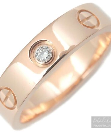 Nhẫn Cartier chính hãng dòng Mini Love Ring 1P Diamond vàng đặc K18 Rose Gold Size 48 US4.5-5