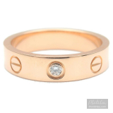 Nhẫn Cartier chính hãng dòng Mini Love Ring 1P Diamond vàng đặc K18 Rose Gold Size 48 US4.5-5