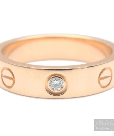 Nhẫn Cartier chính hãng dòng Mini Love Ring 1P Diamond vàng đặc K18 Rose Gold Size 48 US4.5-5