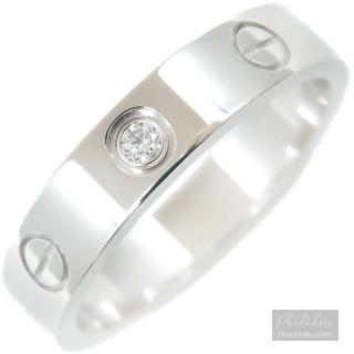 Nhẫn Cartier chính hãng Mini Love Ring 1P Diamond K18 White Gold Size #51 US5.5-6