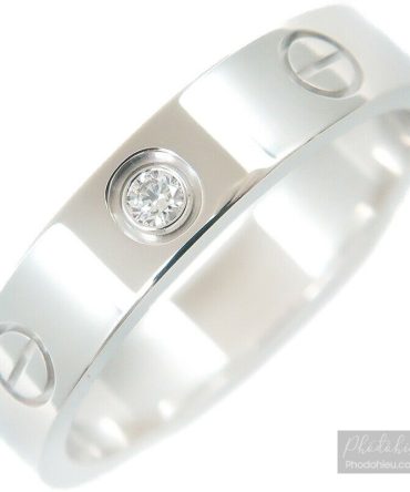 Nhẫn Cartier chính hãng Mini Love Ring 1P Diamond K18 White Gold Size #51 US5.5-6