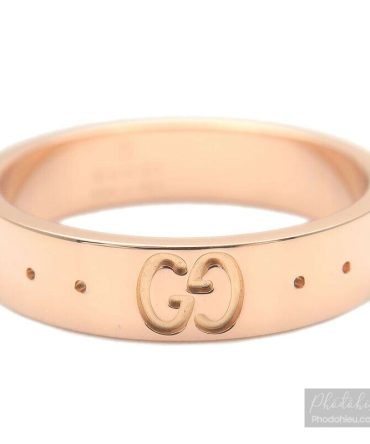 Nhẫn GUCCI chính hãng dòng  ICON vàng đặc K18 PG 750 Rose Gold size nhẫn #9 US4.5-5