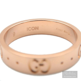 Nhẫn GUCCI chính hãng dòng  ICON vàng đặc K18 PG 750 Rose Gold size nhẫn #9 US4.5-5