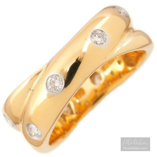 Nhẫn Tiffany&Co. chính hãng dòng Dots Twist đính 12 viên kim cương vàng đặc 750YG×PT950 size nhẫn US5 EU49-49.5