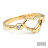Nhẫn Tiffany&Co. chính hãng dòng Open Heart 2P Diamond vàng đặc Solid Yellow Gold 18K 750 Size US4  EU48