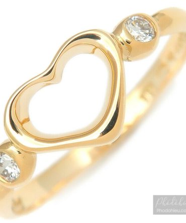 Nhẫn Tiffany&Co. chính hãng dòng Open Heart 2P Diamond vàng đặc Solid Yellow Gold 18K 750 Size US4  EU48