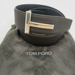 Thắt lưng nam Tom Ford chính hãng dòng T Icon Matte Black Pebbled da đen nguyên chiếc size dây 80cm = 32