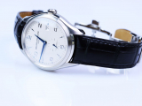 Đồng hồ nam Baume & Mercier Automatic dây da đen 1 lịch 2 kim rưỡi mặt trắng kim xanh số học trò