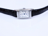 Đồng hồ nữ Longines chính hãng mặt chữ nhật số học trò kim xanh niềng đính kim cương dây da
