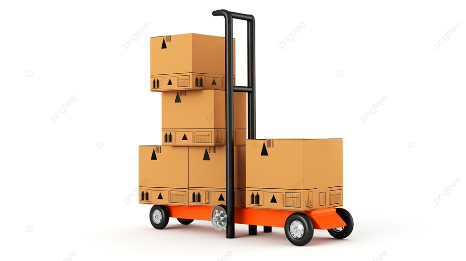 pngtree d rendered white background trio of cardboard boxes on orange hand image