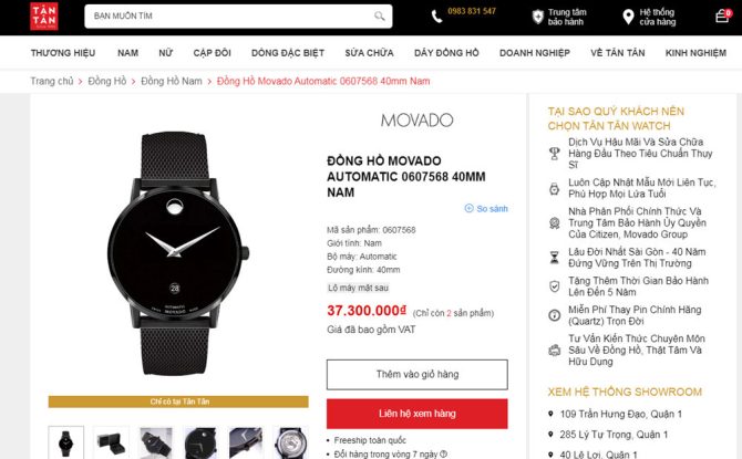 Đồng Hồ Nam Movado Museum 0607568 Classic Automatic - Size 40mm Dây thép - fullbox..