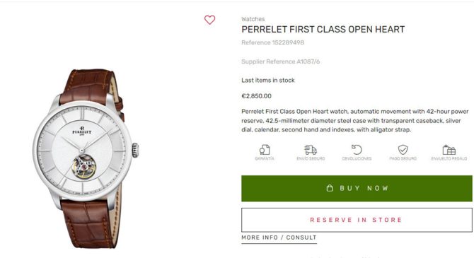 Đồng Hồ Nam : Perrelet First Class Open Heart Automatic dây da - Size 42.5mm - Fullbox...