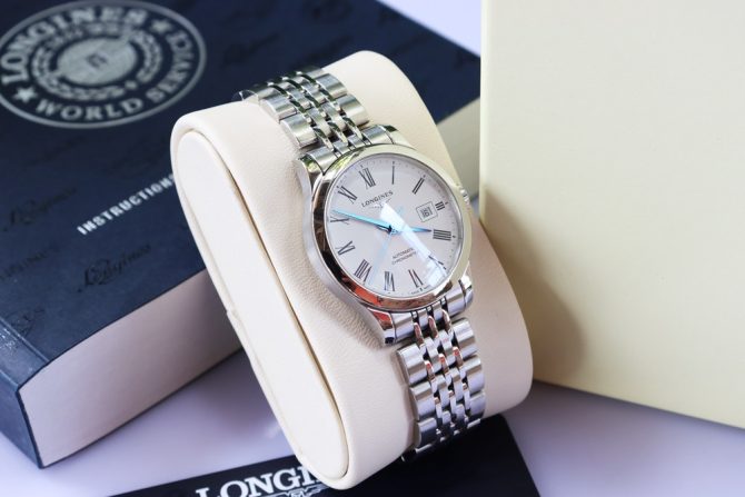 Đồng Hồ Nữ Longines Record Chronometer Automatic - Kim Nung Xanh - Size 30mm, New 99% Fullbox