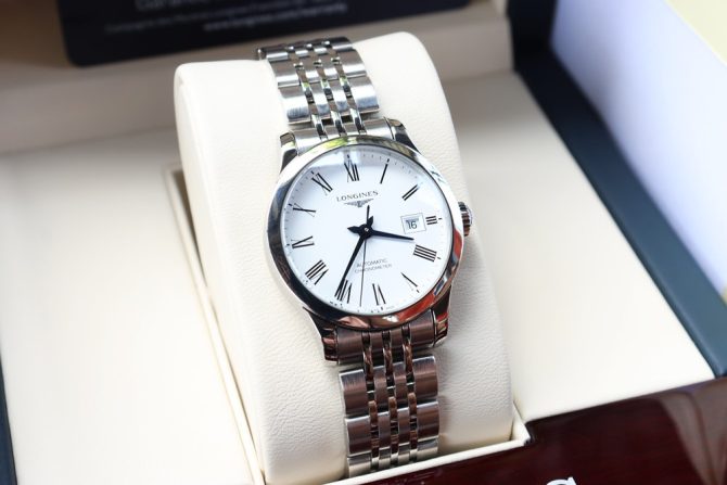 Đồng Hồ Nữ Longines Record Chronometer Automatic - Kim Nung Xanh - Size 30mm, New 99% Fullbox