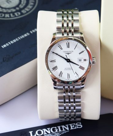 Đồng Hồ Nữ Longines Record Chronometer Automatic - Kim Nung Xanh - Size 30mm, New 99% Fullbox