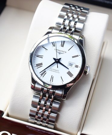 Đồng Hồ Nữ Longines Record Chronometer Automatic - Kim Nung Xanh - Size 30mm, New 99% Fullbox