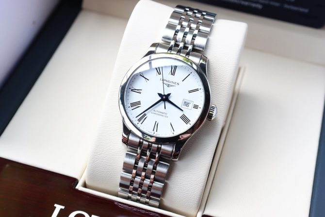 Đồng Hồ Nữ Longines Record Chronometer Automatic - Kim Nung Xanh - Size 30mm, New 99% Fullbox