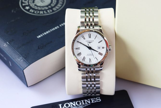 Đồng Hồ Nữ Longines Record Chronometer Automatic - Kim Nung Xanh - Size 30mm, New 99% Fullbox