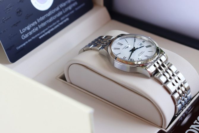 Đồng Hồ Nữ Longines Record Chronometer Automatic - Kim Nung Xanh - Size 30mm, New 99% Fullbox