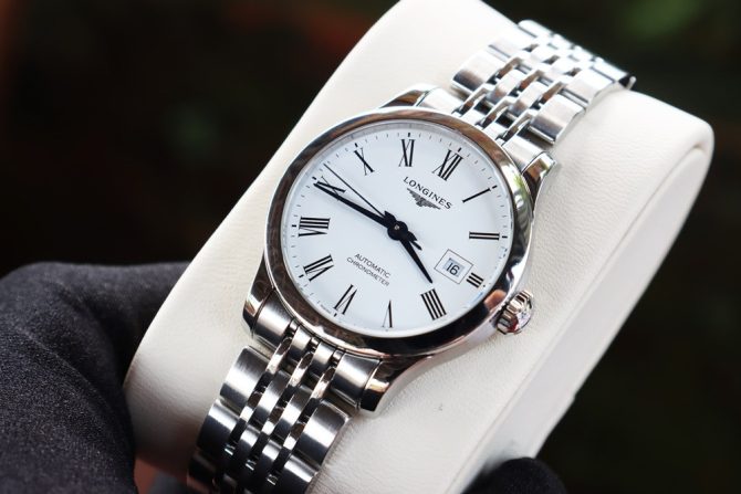 Đồng Hồ Nữ Longines Record Chronometer Automatic - Kim Nung Xanh - Size 30mm, New 99% Fullbox