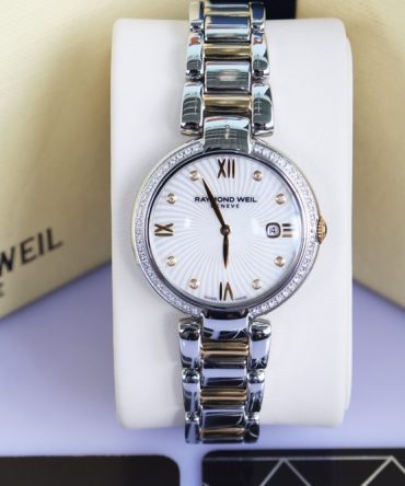 Đồng Hồ Nữ Raymond Weil Diamonds - Demi Vàng, Mặt Xà Cừ - Niềng & Cọc Số Kim Cương Fullbox