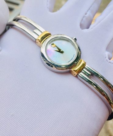 Đồng Hồ Movado Nữ ( kiểu Lắc Tay ) Bọc Vàng mặt Khảm Xà Cừ chính hãng 