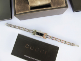 Đồng Hồ Nữ ( Kiểu Lắc Tay ) - Gucci 3900L, dây thép, mặt Xà Cừ Đen, Niềng đính full Kim Cương thiên nhiên - Fullbox