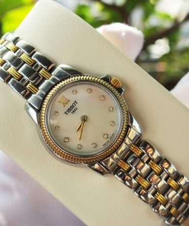 Đồng Hồ Tissot Nữ Mạ Vàng Mặt khảm Xà Cừ, cọc số giờ Đính Kim Cương